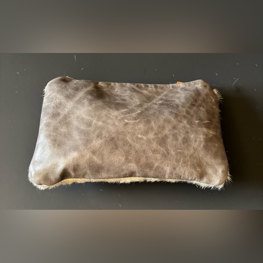 Gray & White Cowhide & Leather Baby Wipes Case for Pampers Wipes. - Picture 2 of 3